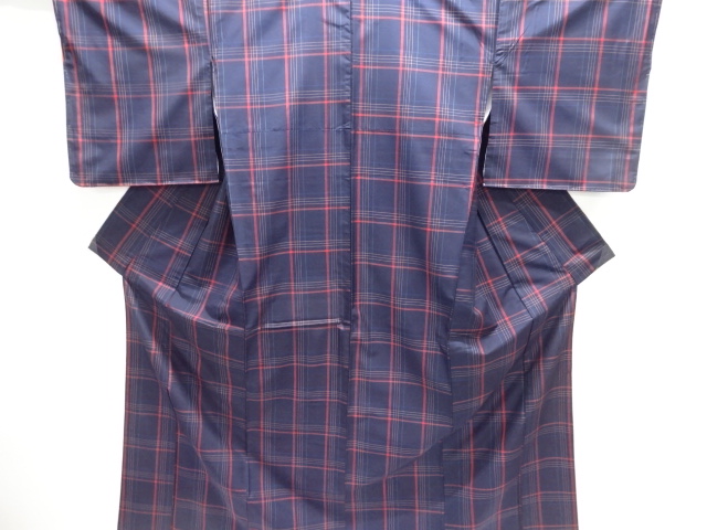 未使用品　格子織り出し本場大島紬着物